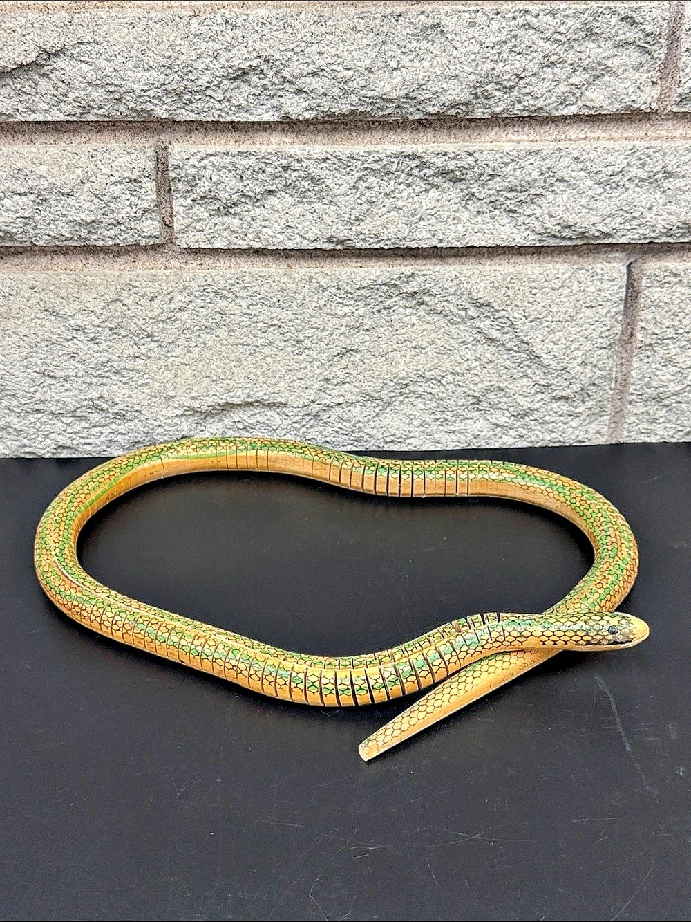 Vintage Style 38.5” Wooden Rattlesnake Articulated Rattling Folk Art Snake Toy